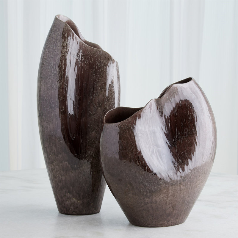 Horn Handmade Ceramic Table Vase, 15.5" H x 13.5" W x 7.25" D