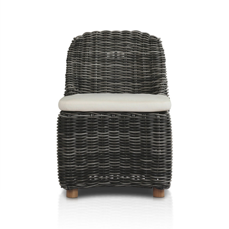 Chaise de terrasse avec coussin Dalva, Gris anthracite épais