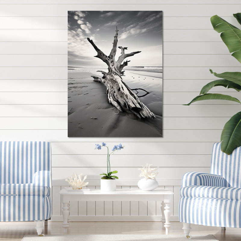 Plage de bois flottant photo III, H 44 po x l 34 po x P 1,5 po, Toile tendue