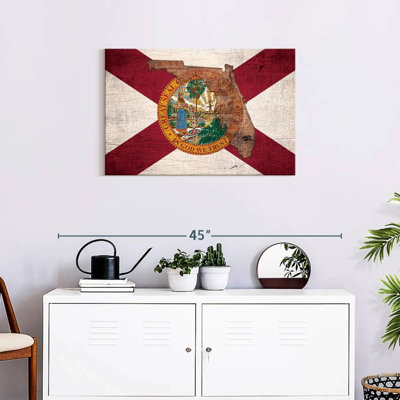 «State Map Over Florida Flag», reproduction sur toile
