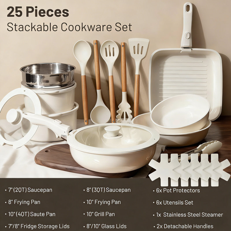 25 Pack Stackable Cooking Set