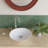 Mahdi White Solid Surface Circular Vessel Bathroom Sink