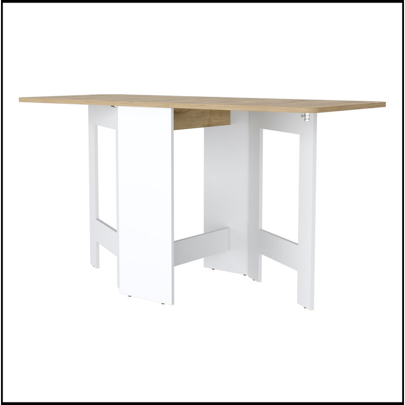 White And Macadamia Folding Dining Table, White