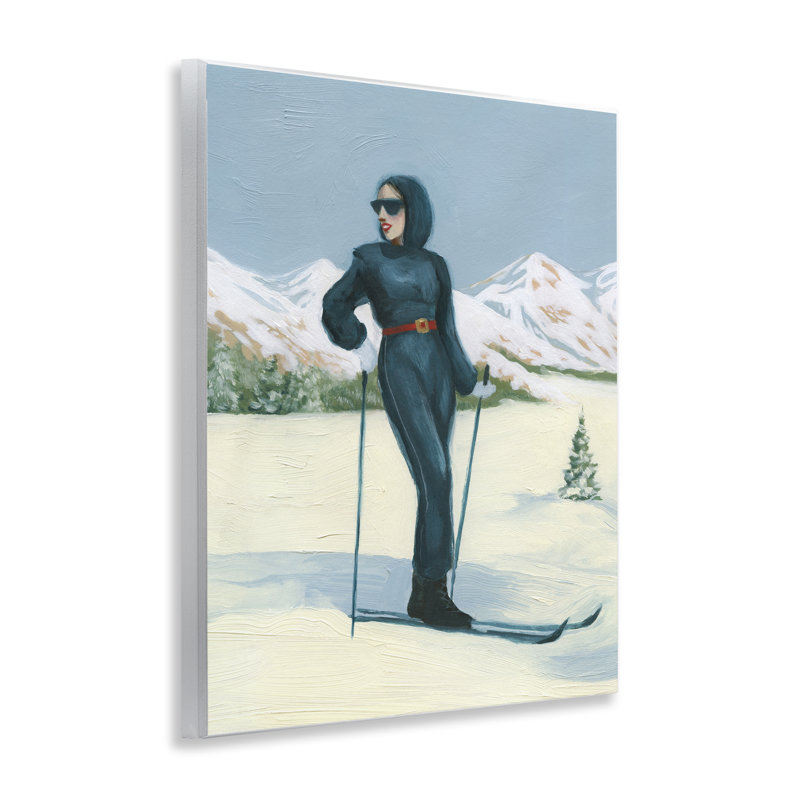 Élégante plaque murale femme de ski, design par Grace Popp