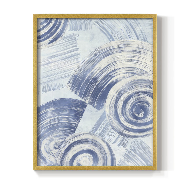 «Blue Nautilus Patterns II», reproduction encadrée - bois massif, H 30 po x l 24 po, Doré