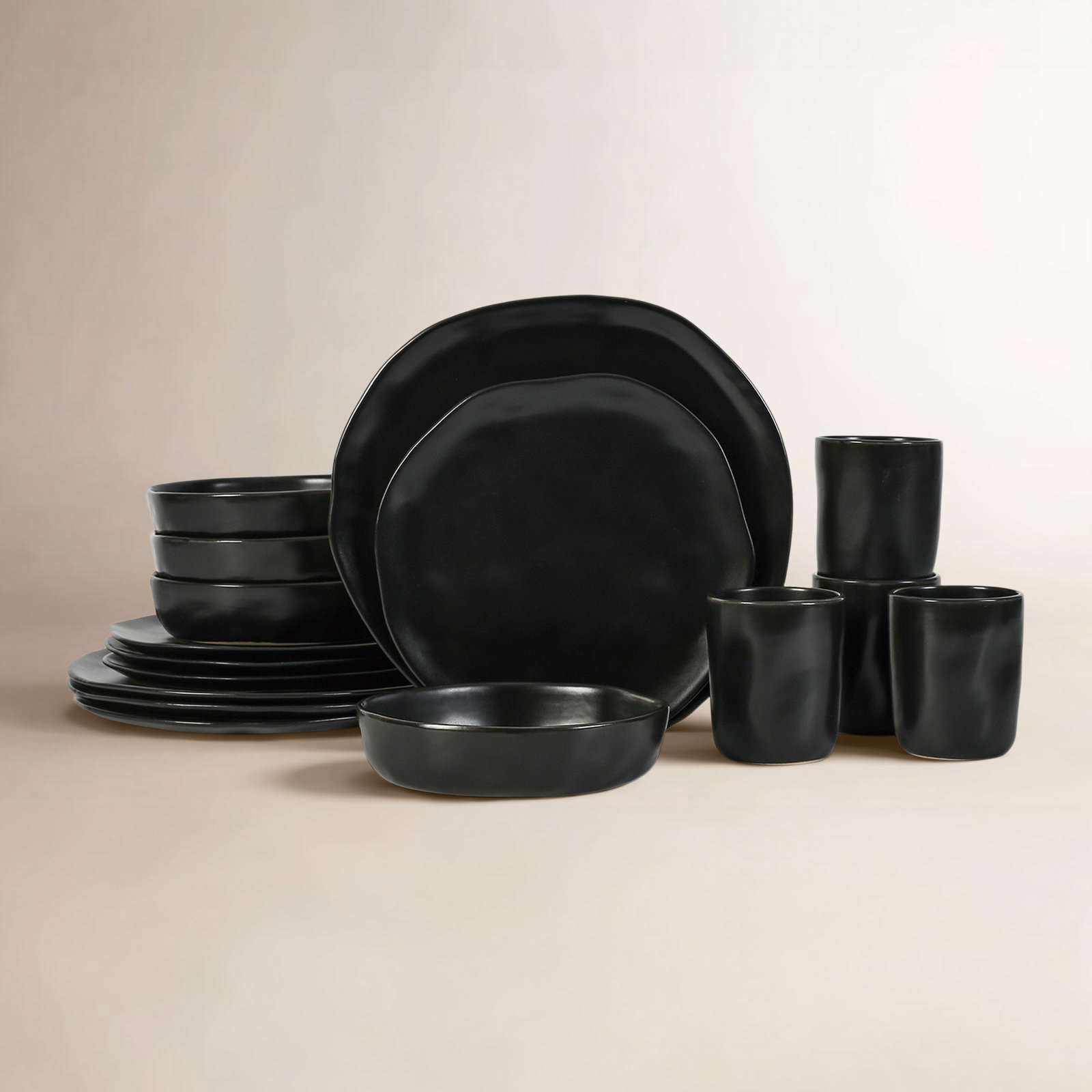 Hekonda Stoneware Dinnerware Set, Black
