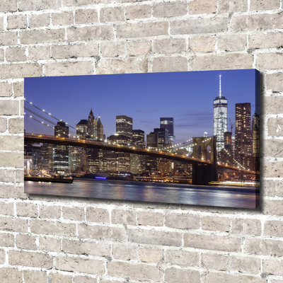 Manhattan By Night - Wrapped Canvas Print