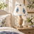 Azure Blossom White Floral Pleated Cotton Lampshade | Handcrafted Fabric Lamp Shade for Table Lamps | 14" Bottom Diameter x 10" Height x 7" Top Diameter