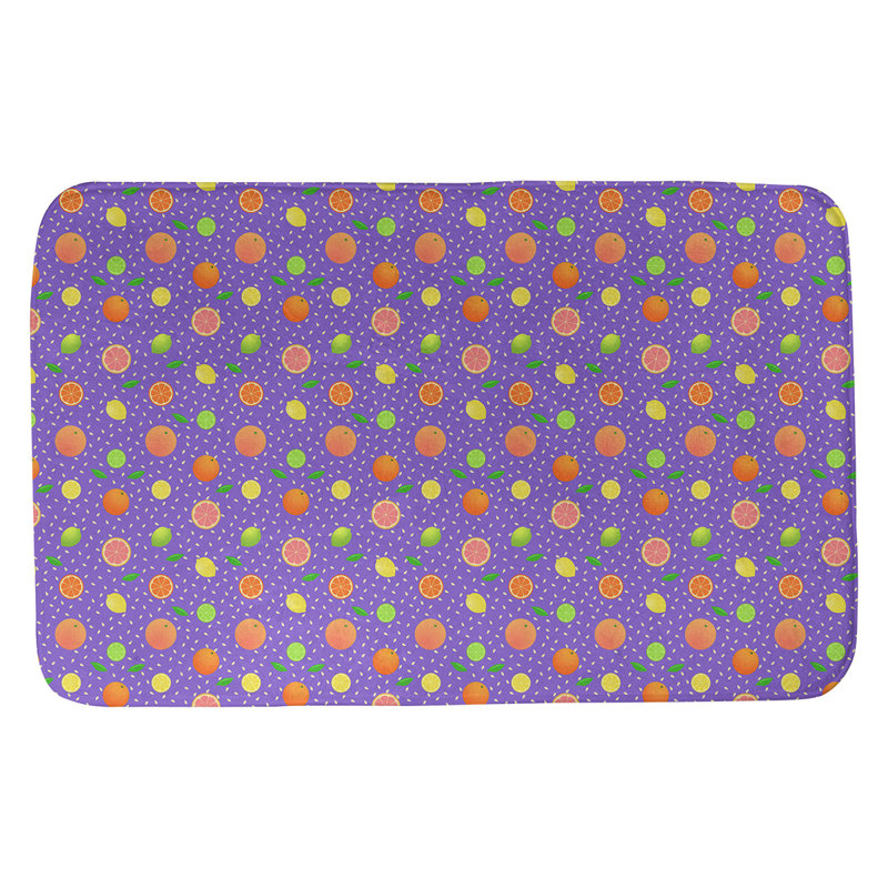 Tapis pour salle de bain agrume fruit Leffel, l 17 po x L 24 po, Mauve