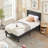 Scarpaci Twin Size Upholstered Bed Frame Set of 2, 2 Pieces Twin Platform Bed Frame with Adjustable Headboard, Wooden Slats Support, No Box Spring Needed, Noise-Free-780979989
