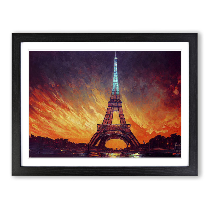 Eiffel Tower - Single Picture Frame Painting, Black, 34cm H x 46cm W x 2cm D
