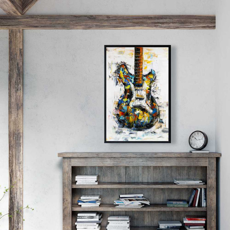 Guitare abstraite et colorée - Toile encadrée