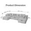 Canapé modulaire en forme de U Boneless de 130 po - Canapé 4 places en velours côtelé avec méridienne réversible, tissu rayé noir ou gris-2121389154