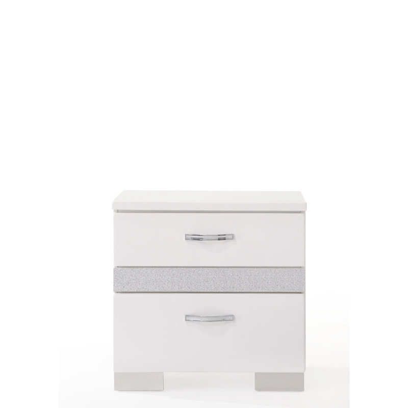 Élégante table de salon blanche - Rehaussez votre style de chevet ultrabrillant avec des compartiments organisés pour simplifier la vie