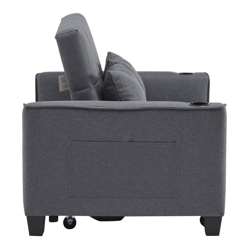 2 Seater Fabric Sleeper, Grey