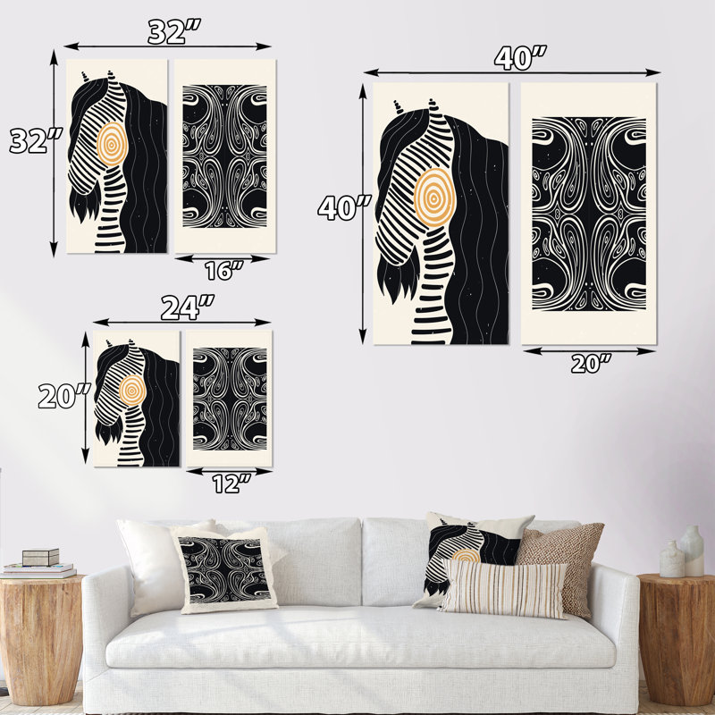 «Minimal Mon monochrome Aesthétique I», ensemble de 2 impressions, Toile tendue, H 20 po x l 24 po x P 1 po