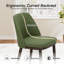 Chaise rembourrée moderne en tissu compact avec pieds en bois massif, dossier ergonomique incurvé, assemblage facile-659160588