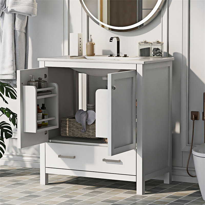Meuble-lavabo moderne avec lavabo simple, Blanc