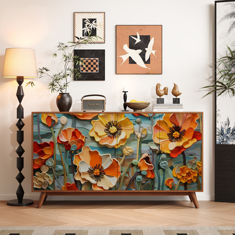 Armoire de salon à peinture à l'huile abstraite