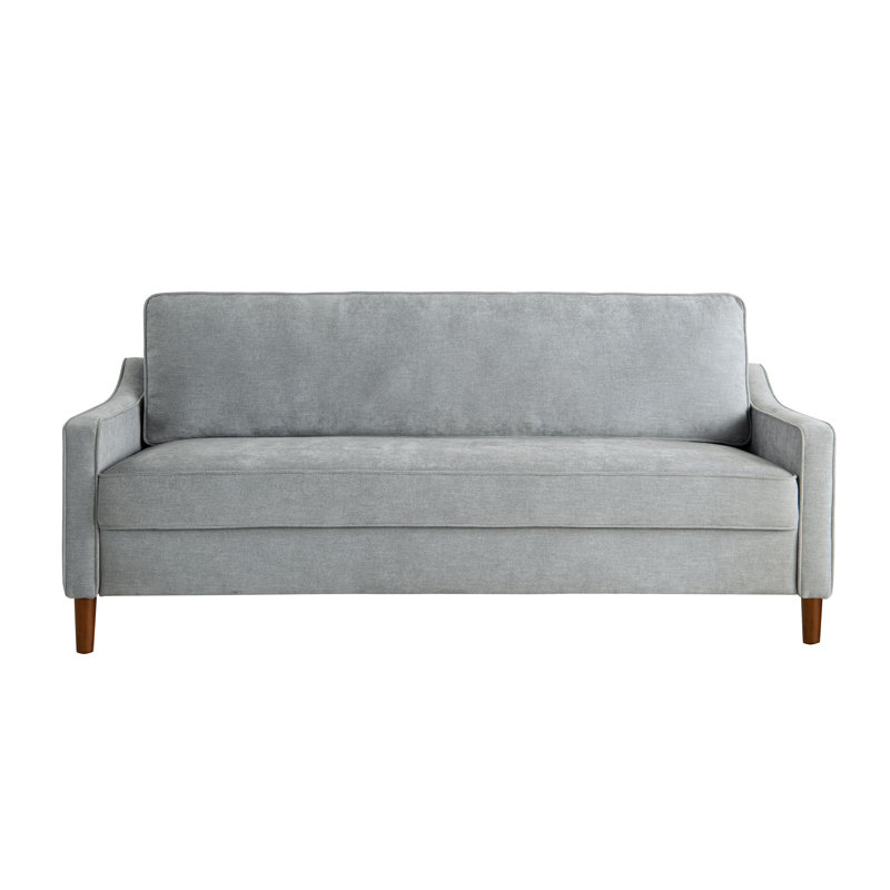 Sarah 76" Wide Upholstered Square Arm Sofa, Light Gray