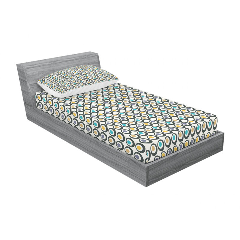 Microfiber Polka Dots Sheet Set, Twin Sheet Set with Fitted Sheet, Symmetric Polka Dots