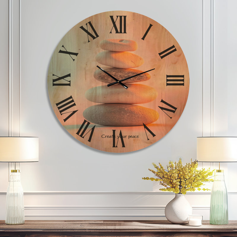 Grande horloge murale en bois zen - Créez votre paix, Surdimensionné
