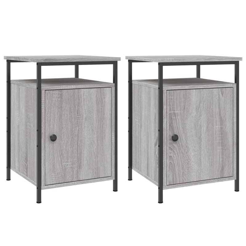 Gibby 40 cm W Iron Bedside Table, Grey Sonoma