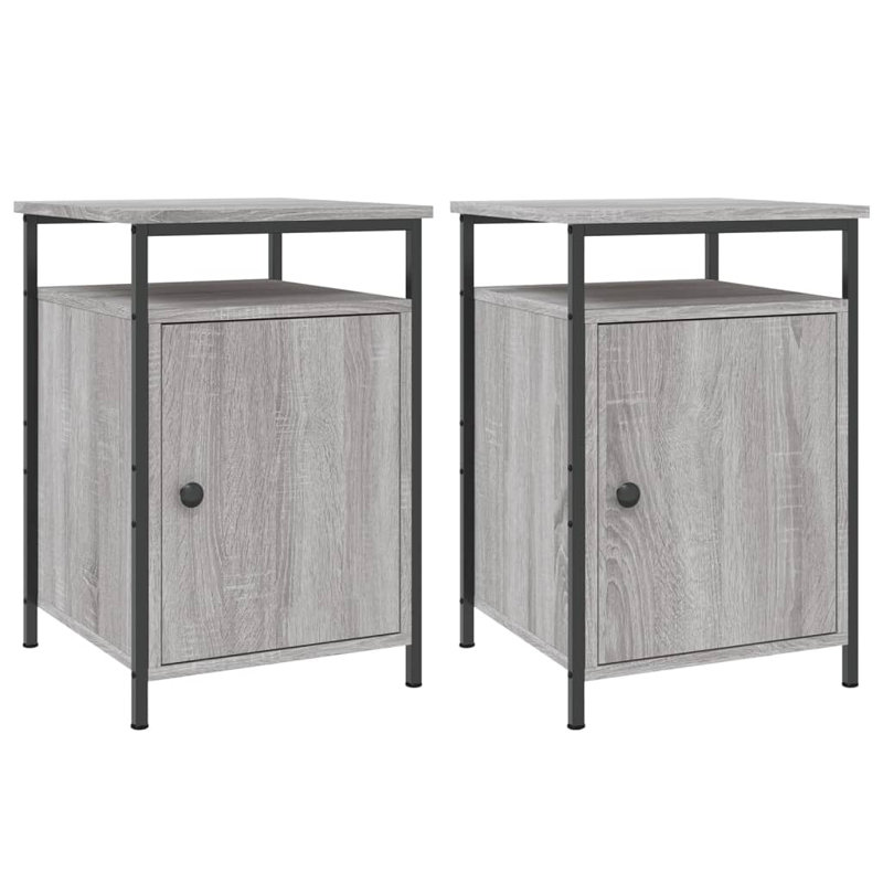 Gibby 40cm W Iron Bedside Table, Grey Sonoma