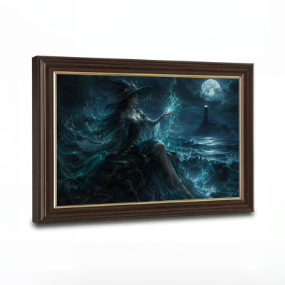 Impression sur toile, "Fantaisie sorcière avec magie bleue et Halloween"