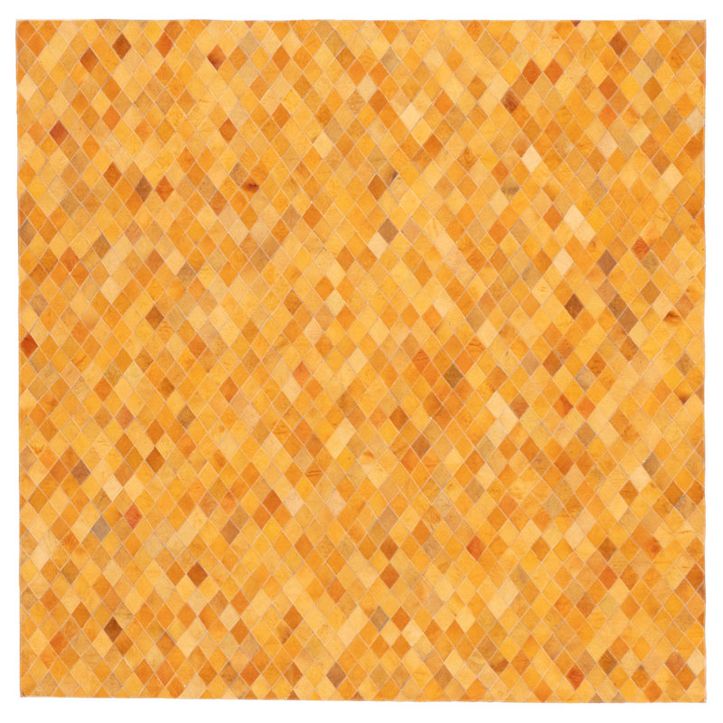 Tapis en cuir de vache patchwork orange 6 pi 0 po x 6 pi 0 po