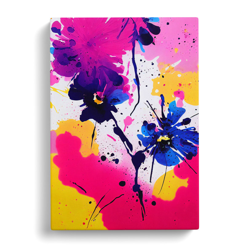 Paint Splat Flower No.3 Abstract - Wrapped Canvas, 50cm H x 35cm W x 3cm D