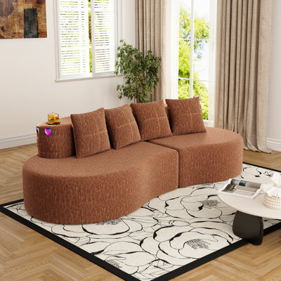Demi-lune moderne à 3 places incurvée pour un confort de vie dans un appartement, tissu chenille, mousse à mémoire de forme haute densité, canapé modulaire élégant à installation simple, coins confortables et appartements, doux
