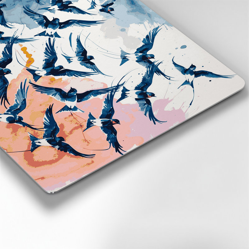 «Birds Welcome Swallow», art mural en métal gris, H 240 po x l 240 po x P 0,05 po