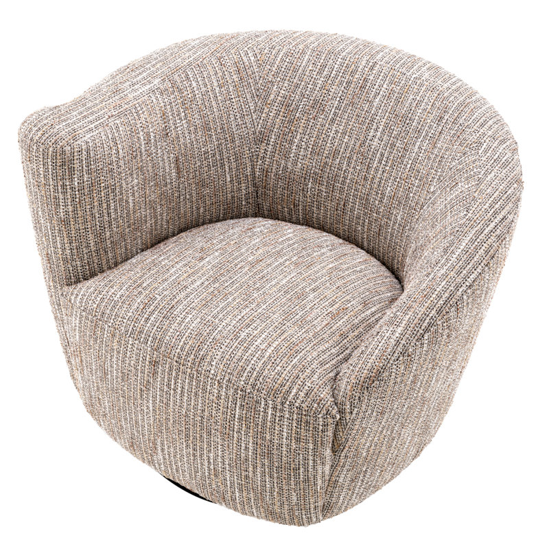 Fauteuil demi-tonneau pivotant rembourré Colin, Mélange de polyester beige Mademoiselle