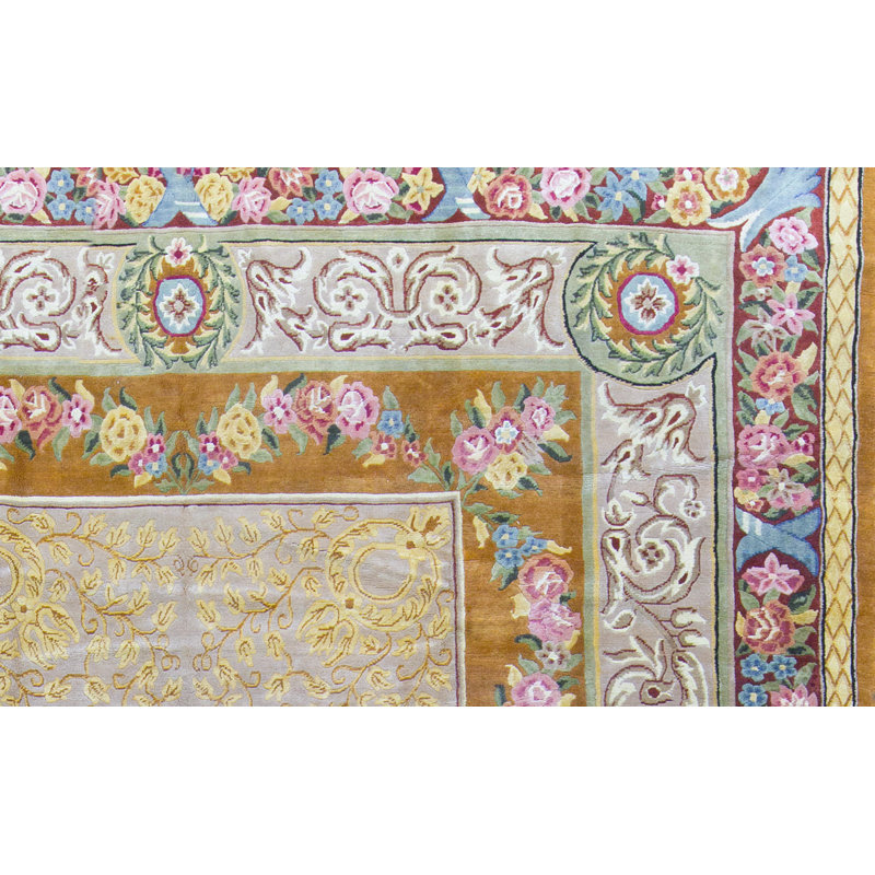 Tapis doré et doré de haute qualité noué à la main