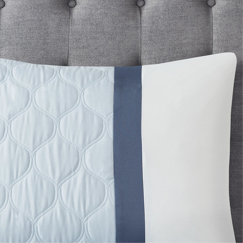 Édredon pour très grand lit 8, courtepointe bleue, rembourrage, coussins décoratifs brodés, lavable, lavable à la machine