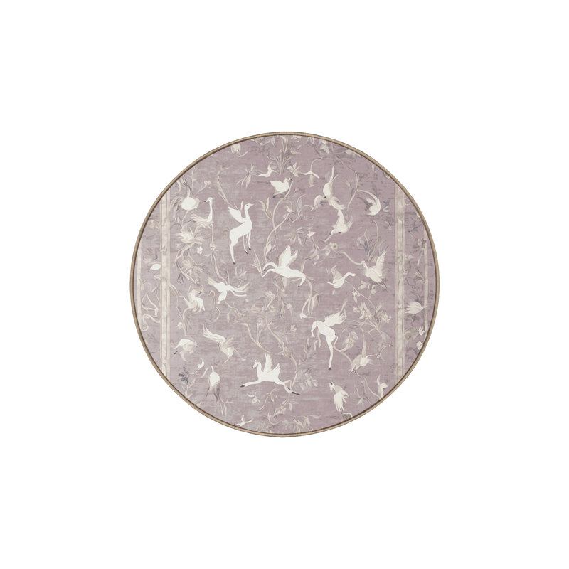 Tapis beige soyeux et moelleux, Rond 4 pi
