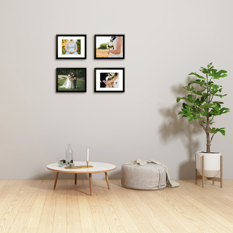 Cadres photos muraux Matte Gallery - Basics by Wayfair ™, Noir, 11 po x 14 po emmêlé à 8 po x 10 po