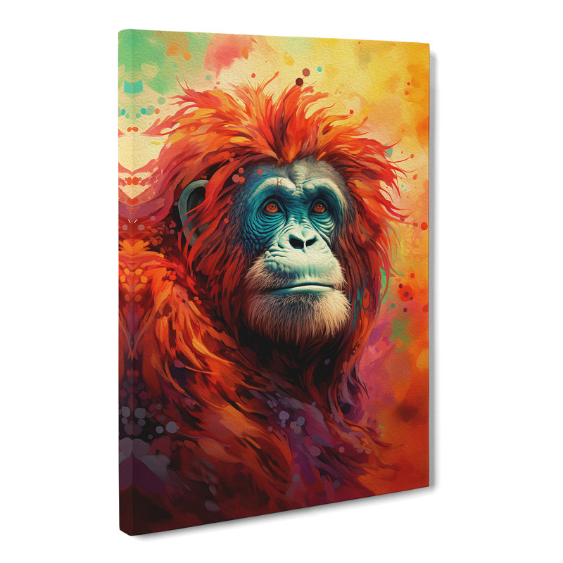 Orangutan Colour Field - Wrapped Canvas, 60cm H x 40cm W x 3cm D
