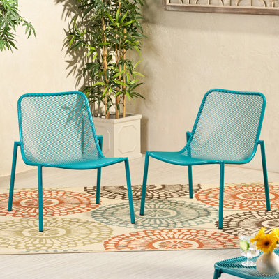 Stackable Chairs For Outdoor Use, Stable, 26" W X 21.8" D H, Teal Color Metal Spaces, ,