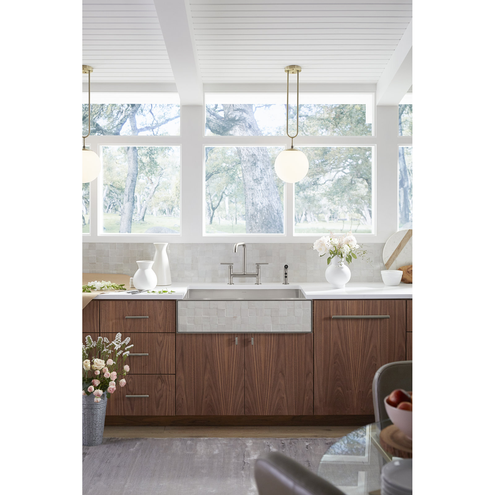 Kohler Purist Bridge Faucet with Sidespray, Vibrant Stainless
