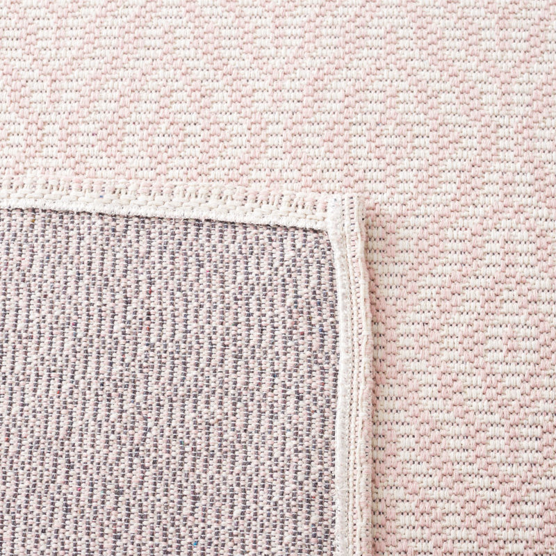 Martha Stewart 484 Cotton Geometric Rug in Pink/Ivory, Runner 2" x 8"