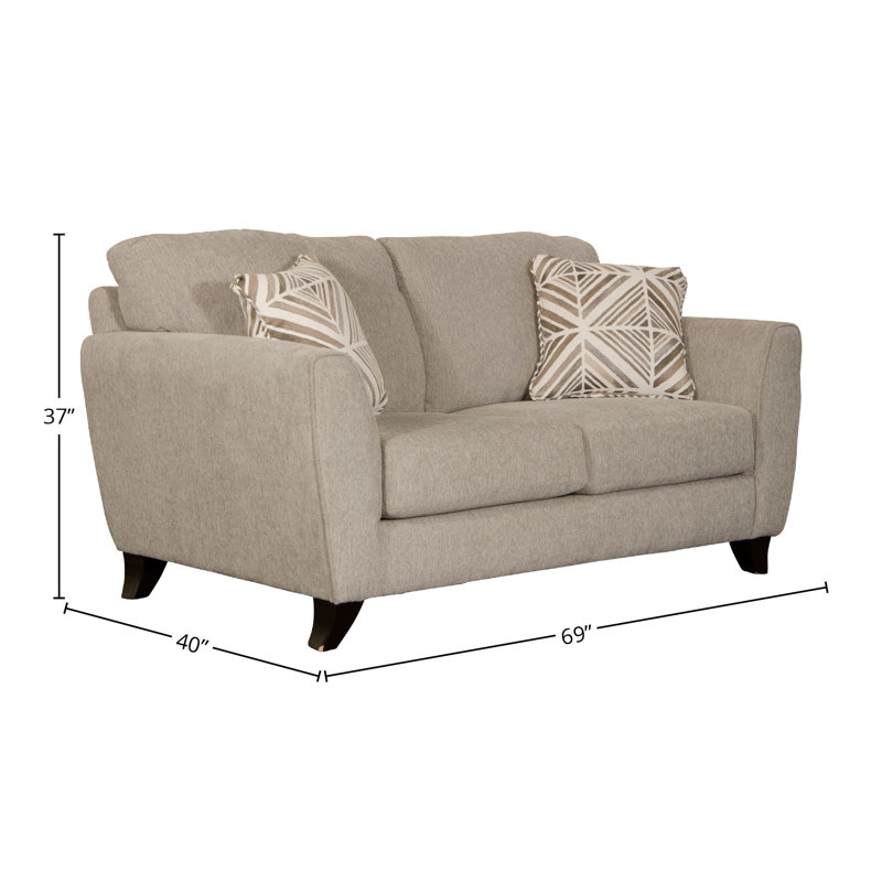 Bestla 68" Square Arm Loveseat with Reversible Cushions, Pebble 100% Polyester