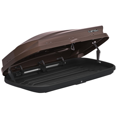14 Cu. Ft. Hard Shell Roof Cargo Carrier, Waterproof Rooftop Cargo Box With Dual Side Access And Locking System, Brown