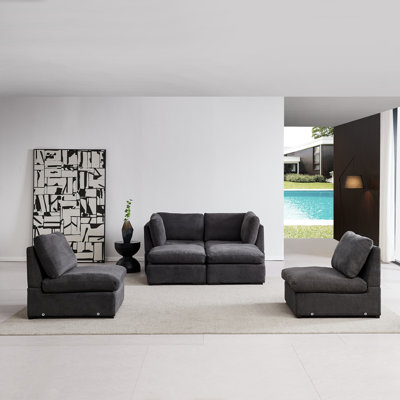Keefe U-Shape Fabric Upholstered 6-Piece Sectional Sofa