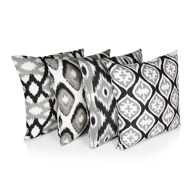 Loyd Ikat Square Throw Cushion Cover, Black