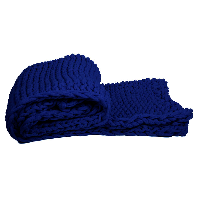 Couverture tressée douce et confortable , Bleu marine