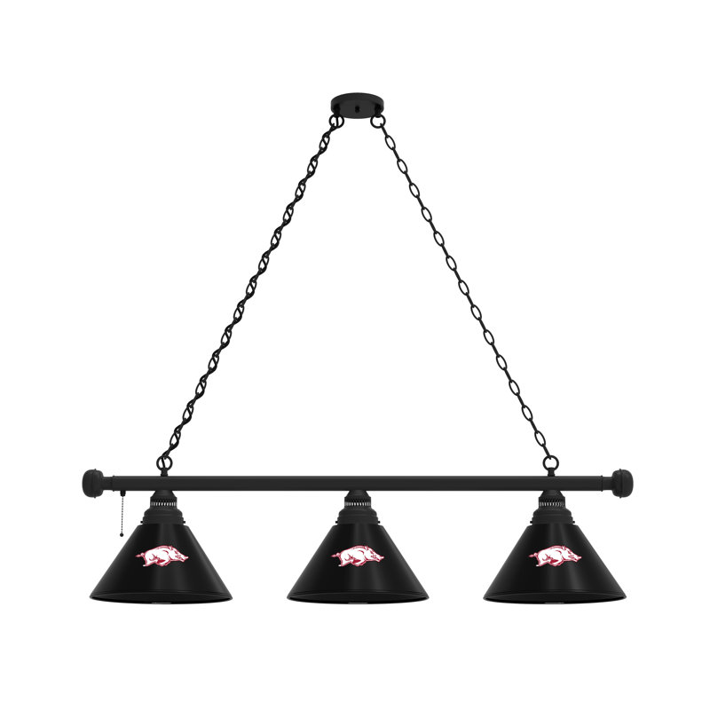 3 - Light Pool Table Lights Pendant, Black, Arkansas Razorbacks