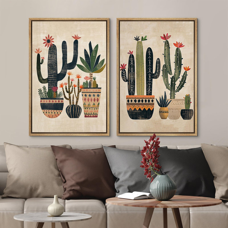 «Fleurs botaniques noires et blanches, minimaliste minimaliste», 2 pièces sur toile, H 24 po x l 16 po, Encadré naturel