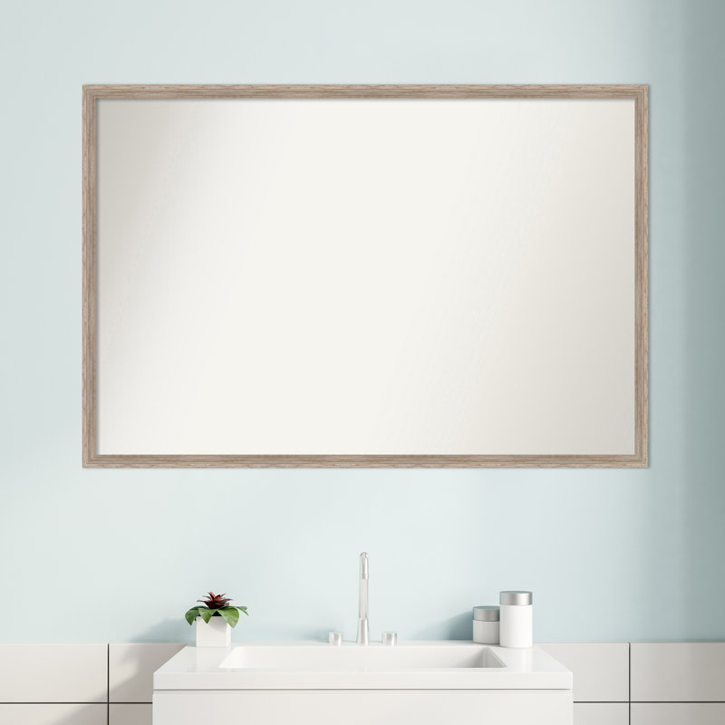 Miroir mural non biseauté en bois franc, H 25,25 po x l 37,25 po